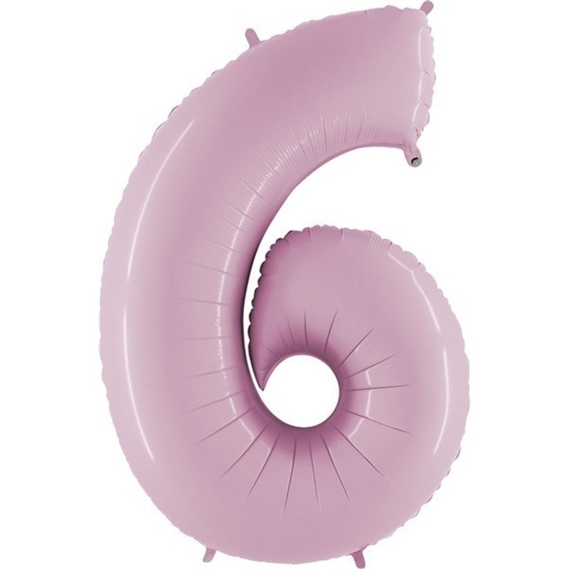 40IN PASTEL PINK NUMBER 6 FOIL BALLOON
