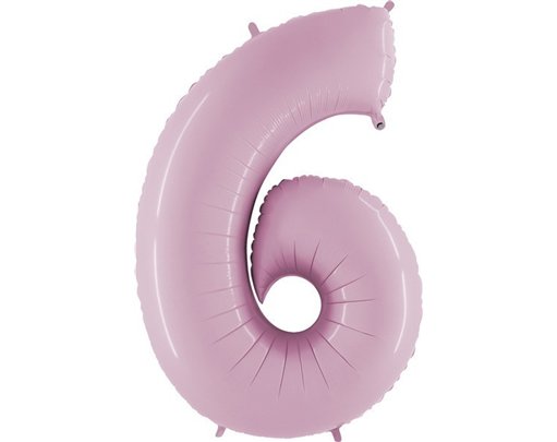 40IN PASTEL PINK NUMBER 6 FOIL BALLOON