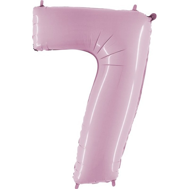 40IN PASTEL PINK NUMBER 7 FOIL BALLOON