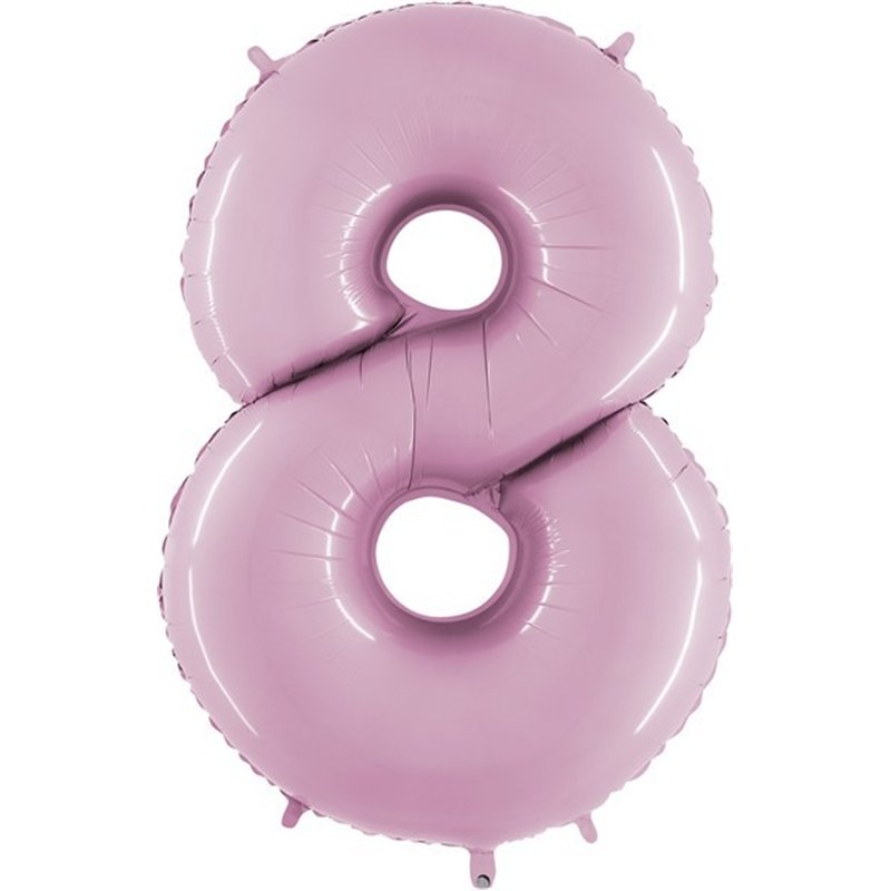 40IN PASTEL PINK NUMBER 8 FOIL BALLOON