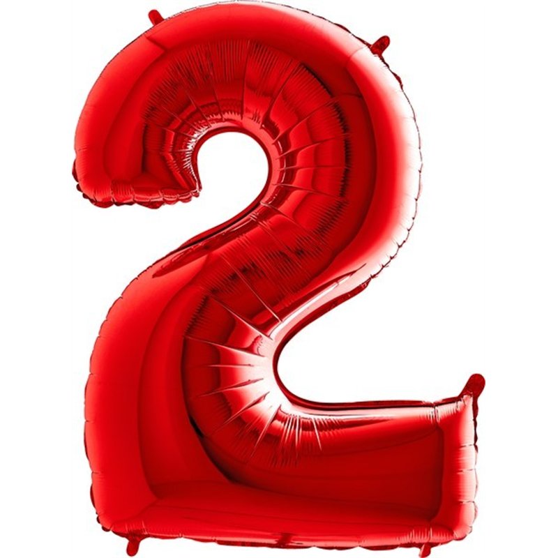 40IN RED NUMBER 2 FOIL BALLOON