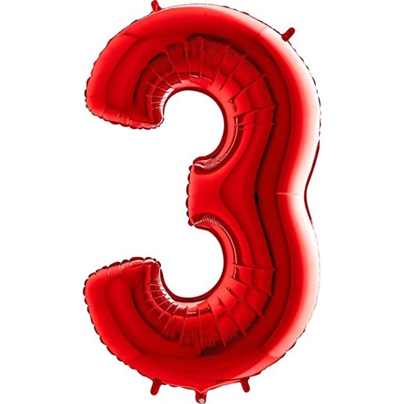 40IN RED NUMBER 3 FOIL BALLOON