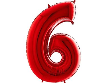 40IN RED NUMBER 6 FOIL BALLOON