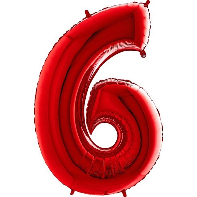 40IN RED NUMBER 6 FOIL BALLOON