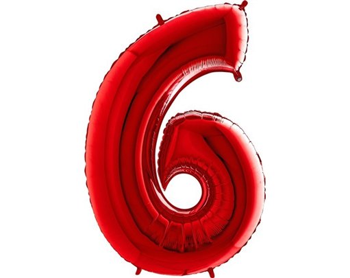40IN RED NUMBER 6 FOIL BALLOON