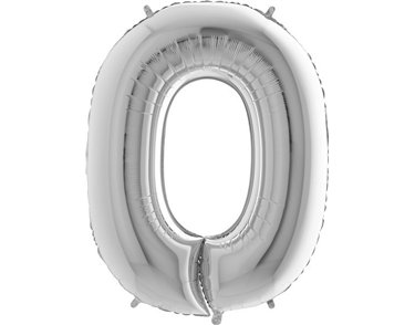 40IN SILVER NUMBER 0 FOIL BALLOON