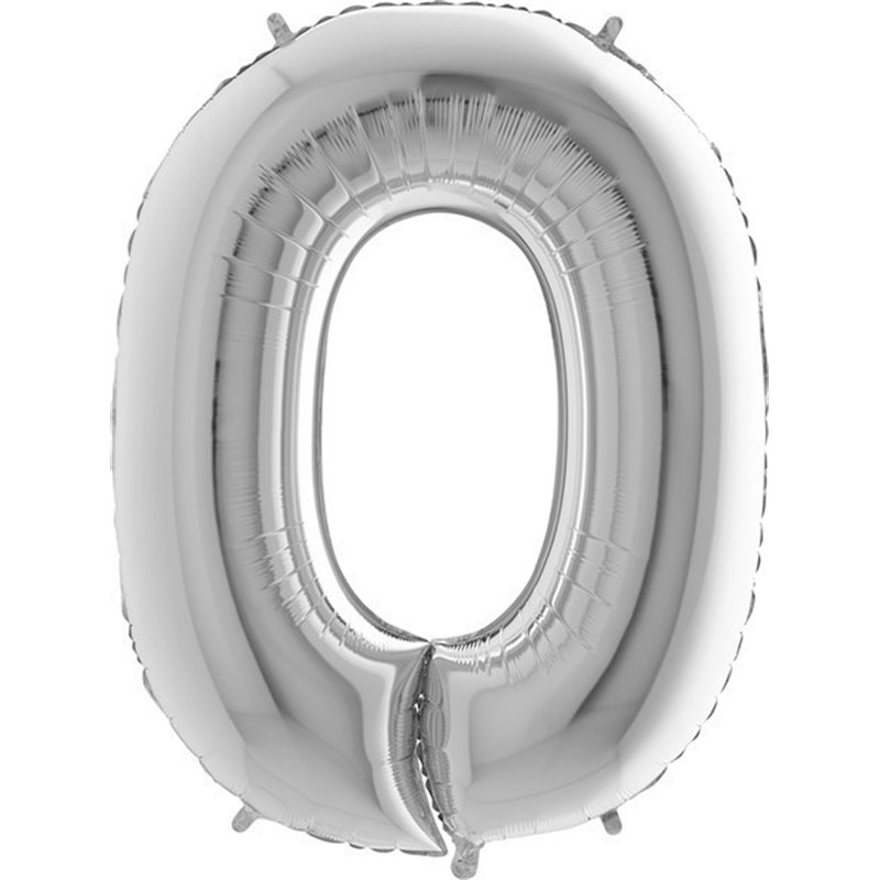 40IN SILVER NUMBER 0 FOIL BALLOON