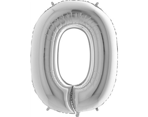 40IN SILVER NUMBER 0 FOIL BALLOON