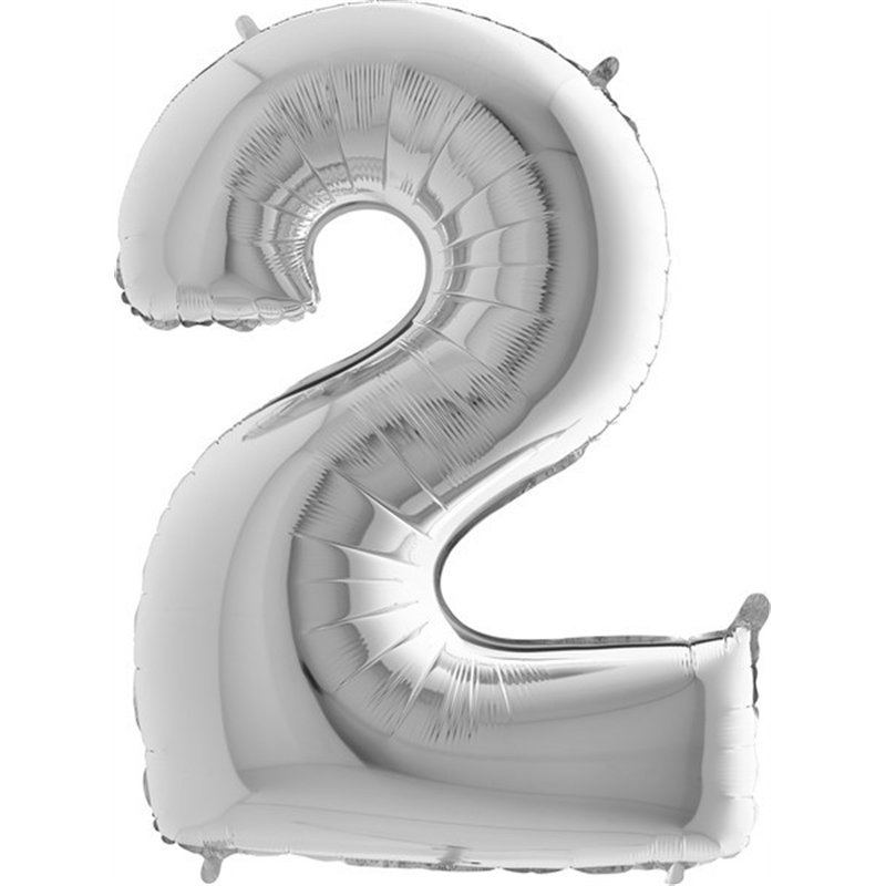 40IN SILVER NUMBER 2 FOIL BALLOON