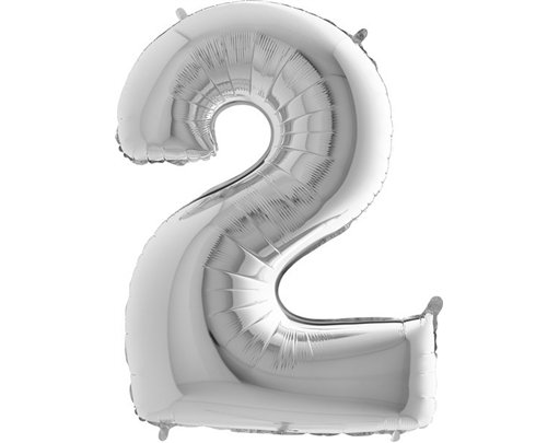40IN SILVER NUMBER 2 FOIL BALLOON