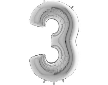 40IN SILVER NUMBER 3 FOIL BALLOON