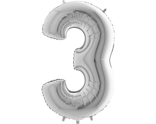40IN SILVER NUMBER 3 FOIL BALLOON