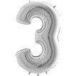 40IN SILVER NUMBER 3 FOIL BALLOON