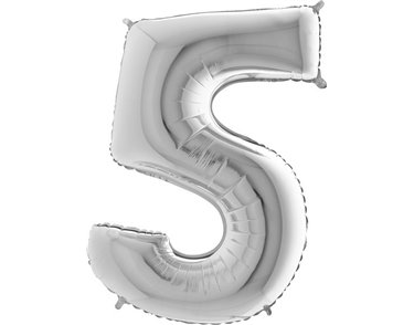 40IN SILVER NUMBER 5 FOIL BALLOON