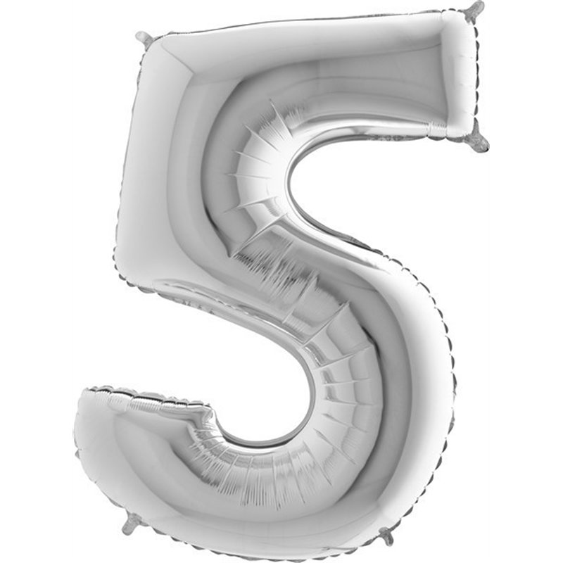 40IN SILVER NUMBER 5 FOIL BALLOON