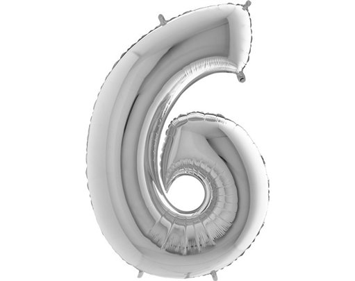 40IN SILVER NUMBER 6 FOIL BALLOON