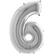 40IN SILVER NUMBER 6 FOIL BALLOON