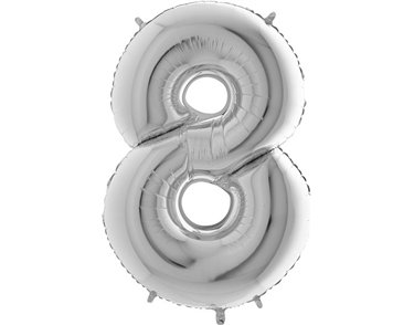 40IN SILVER NUMBER 8 FOIL BALLOON