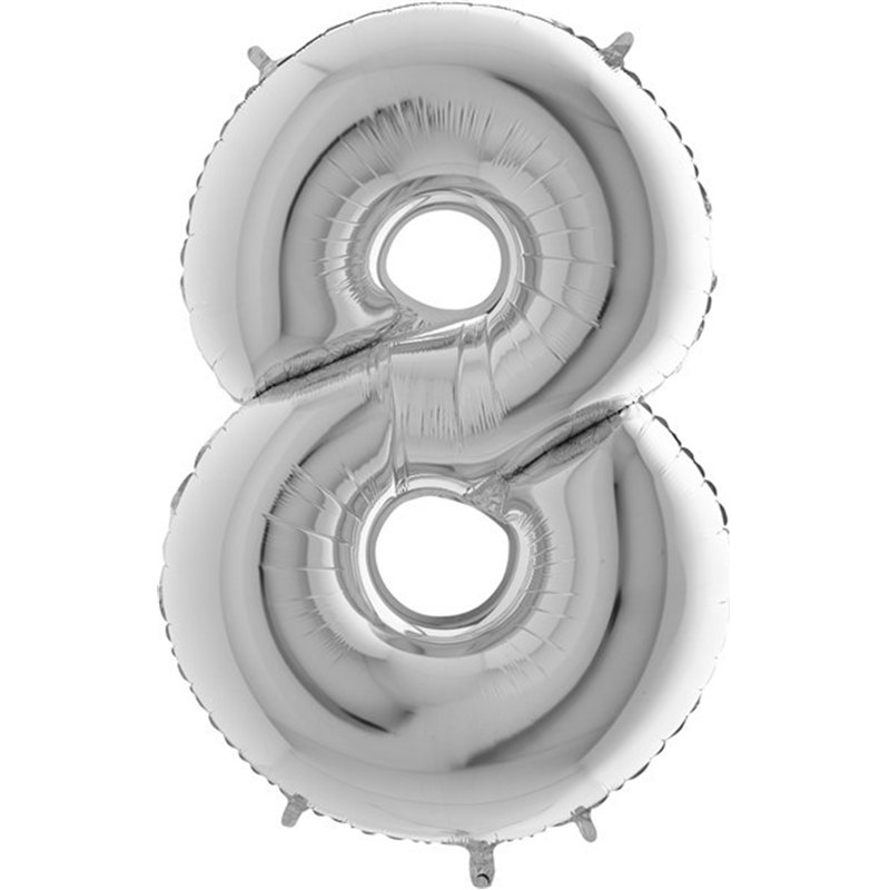 40IN SILVER NUMBER 8 FOIL BALLOON