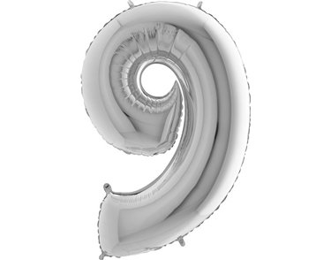 40IN SILVER NUMBER 9 FOIL BALLOON