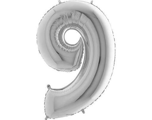 40IN SILVER NUMBER 9 FOIL BALLOON