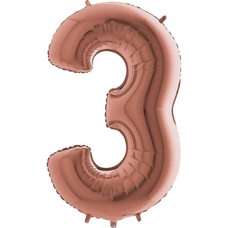 40IN ROSE GOLD NUMBER 3 FOIL BALLOON
