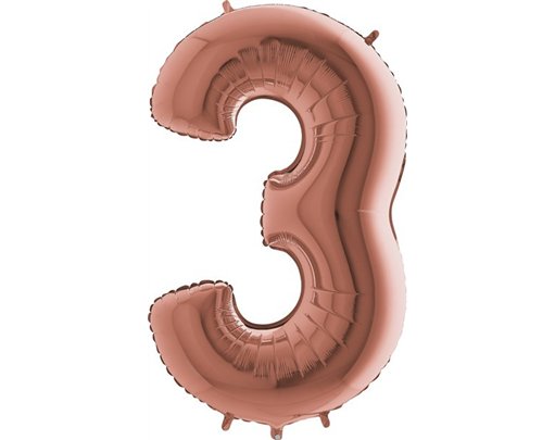 40IN ROSE GOLD NUMBER 3 FOIL BALLOON