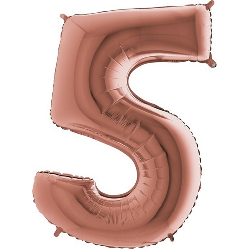 40IN ROSE GOLD NUMBER 5 FOIL BALLOON