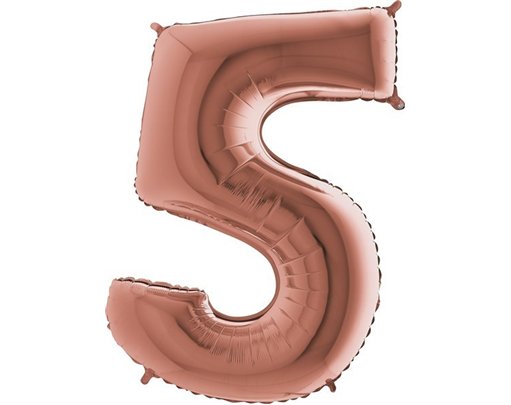 40IN ROSE GOLD NUMBER 5 FOIL BALLOON