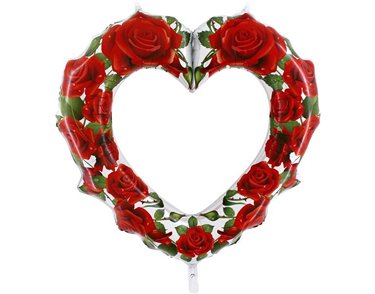42IN RED ROSES HEART FRAME FOIL