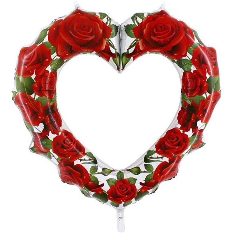 42IN RED ROSES HEART FRAME FOIL