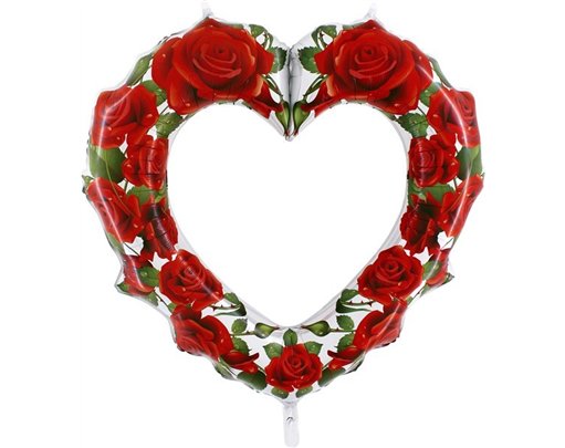 42IN RED ROSES HEART FRAME FOIL