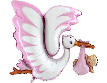 53IN PINK STORK FOIL BALLOON
