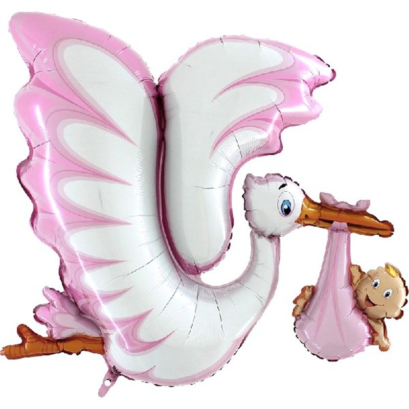 53IN PINK STORK FOIL BALLOON
