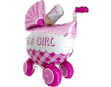42IN ITS A GIRL BUGGY 3D FOIL BALLOON