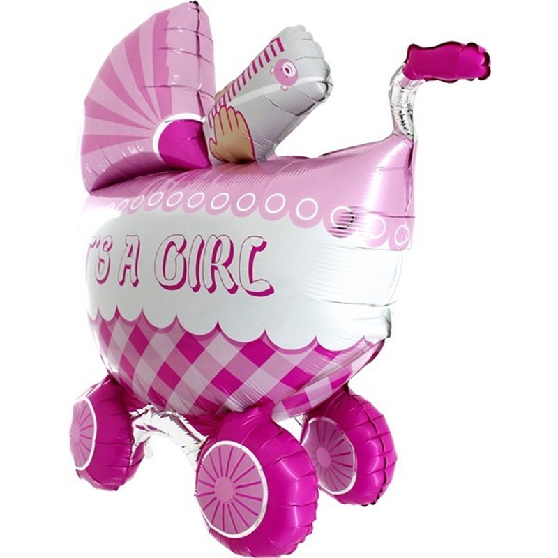 42IN ITS A GIRL BUGGY 3D FOIL BALLOON