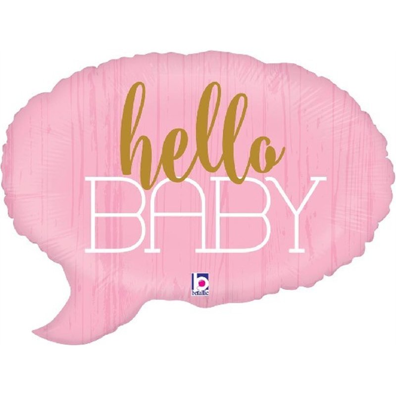 24IN SHAPE HELLO BABY PINK FOIL BALLOON