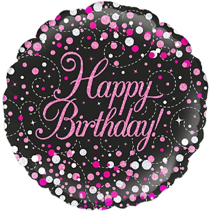 18IN BLACK & PINK SPARKLING FIZZ B/DAY FOIL