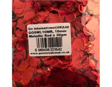 30GM 10MM RED METALLIC CONFETTI
