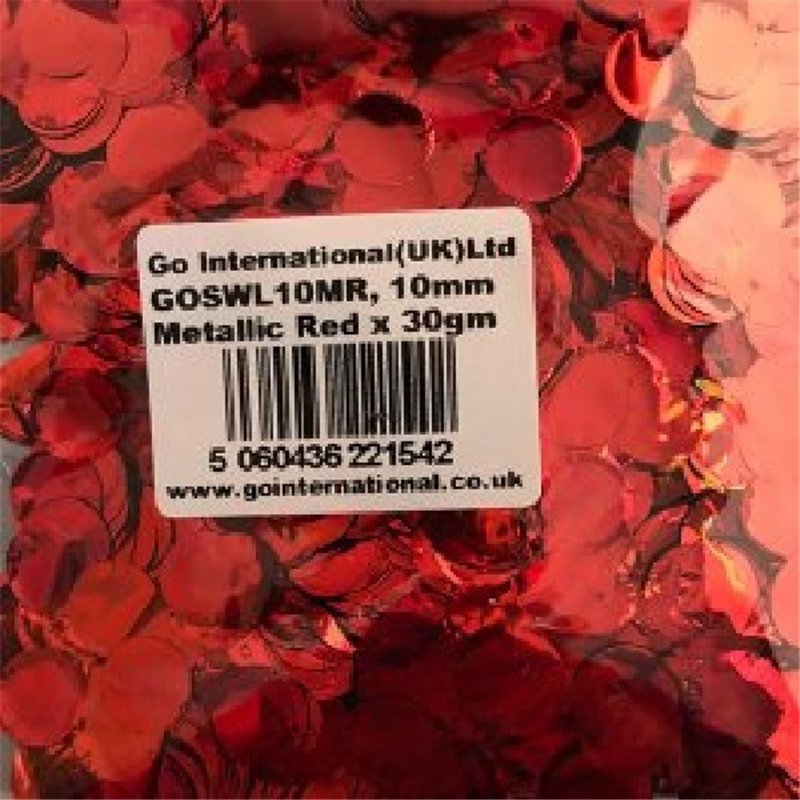 30GM 10MM RED METALLIC CONFETTI