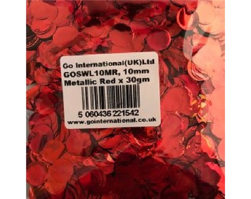 30GM 10MM RED METALLIC CONFETTI