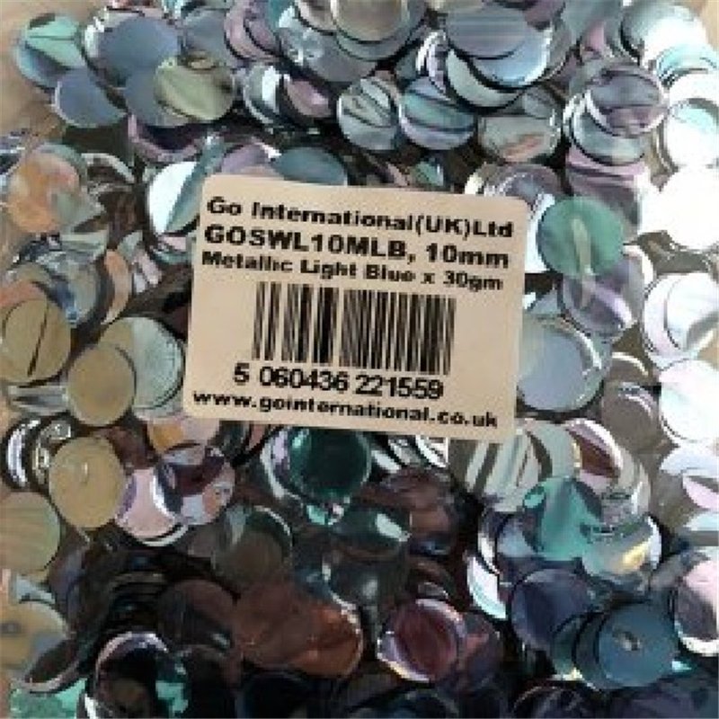 30GM 10MM LIGHT BLUE METALLIC CONFETTI