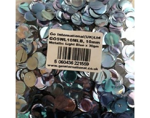 30GM 10MM LIGHT BLUE METALLIC CONFETTI