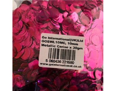 30GM 10MM CERISE PINK METALLIC CONFETTI