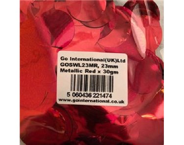 30GM 23MM RED METALLIC CONFETTI