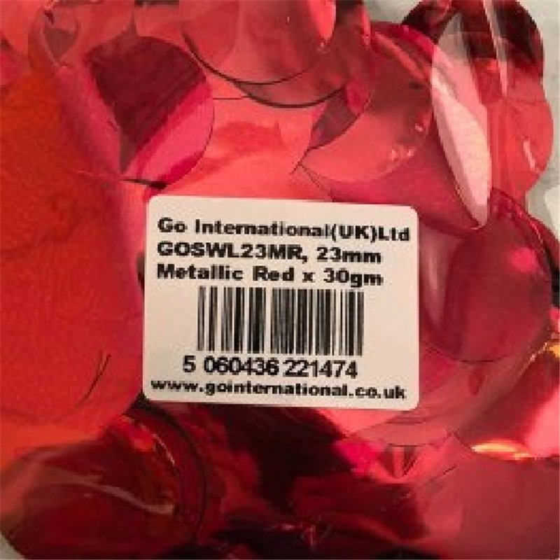 30GM 23MM RED METALLIC CONFETTI