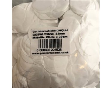 30GM 23MM WHITE METALLIC CONFETTI