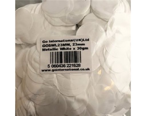 30GM 23MM WHITE METALLIC CONFETTI