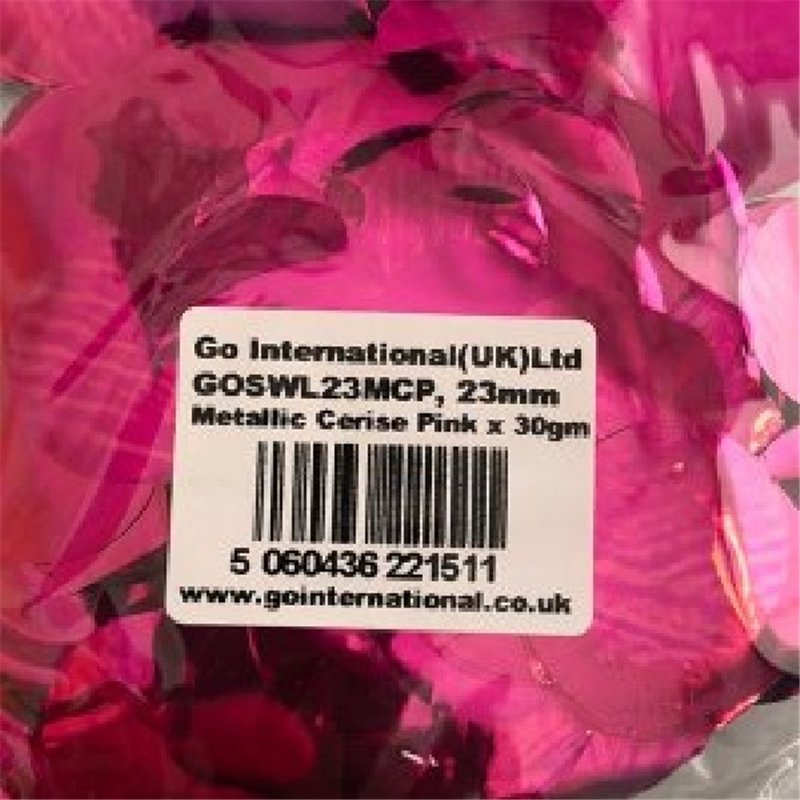 30GM 23MM CERISE PINK METALLIC CONFETTI