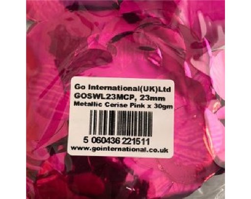 30GM 23MM CERISE PINK METALLIC CONFETTI